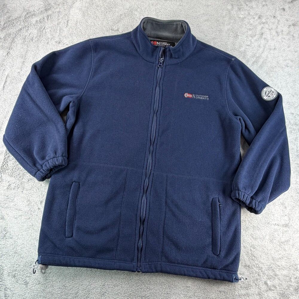 Outdoor Norway Mens XL Navy Full Zip Fleece Jacket Hiking Outdoor Pullover